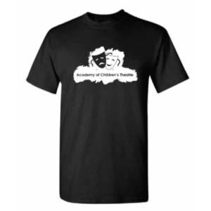 The Black ACT T-shirt! This graphic t-shirt is a great way to represent! This t-shirt depicts acting masks and the words "Academy of Children's Theatre".