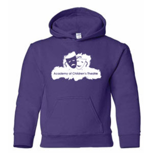 The Purple ACT Hoodie! The Academy of Children's Theatre (ACT) graphic hoodie is a great way to represent! This hoodie depicts acting masks and the words "Academy of Children's Theatre".